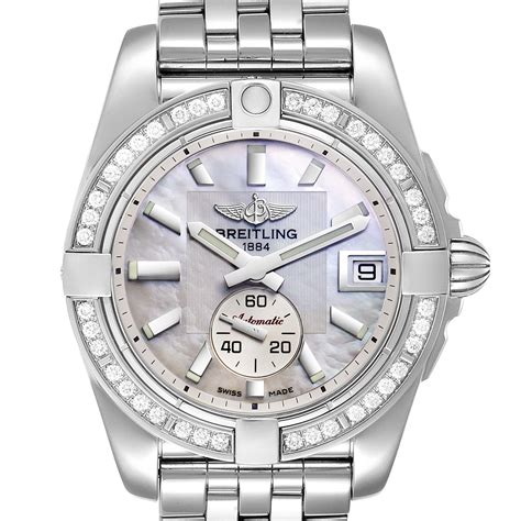 breitling clock with dark mother of pearl face|Breitling Galactic .